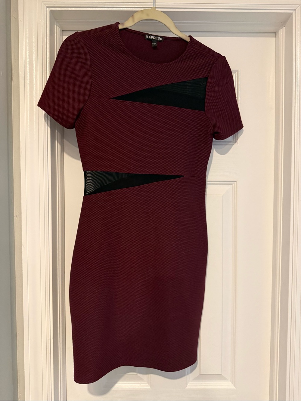 Express Burgundy Mini Dress with Black Mesh Insets size 2